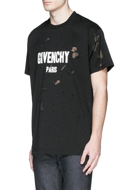 givenchy oversized distressed printed cotton jersey t shirt|Givenchy men's shirts.